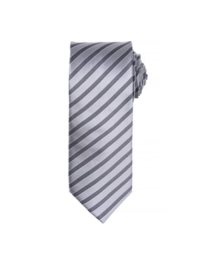 Premier Mens Double Stripe Pattern Formal Business Tie (Silber/Dunkelgrau)