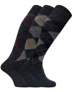 3 Paar Herren Extra Lange Kniehohe Argyle Lambs Wool Dress Socken