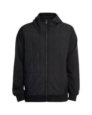Lyle & Scott Hybrid Quilted Schwarzer Kapuzenpullover mit Reißverschluss