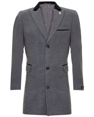 Herren 3/4 grauer langer Crombie-Mantel, Fischgrät-Tweed-Mantel, Peaky Blinder