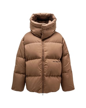 Off-White OW Race Canvas Camel Beige Puffer-Daunenjacke
