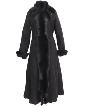 Schwarzer Damen-Trenchcoat aus Toscana-Schaffell aus Wildleder-Rushden