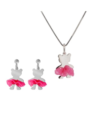 Orphelia 'Bear Bow' Kinder-Set aus 925er Sterlingsilber: Kettenanhänger + Ohrringe - Silber SET-7132