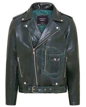 Grüne Bikerjacke Brando aus Rindsleder für Herren - Pargas