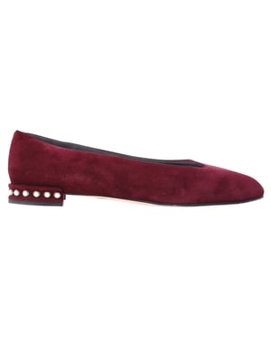 Stuart Weitzman mit Birnen verzierten Ballerinas aus rotem Wildleder
