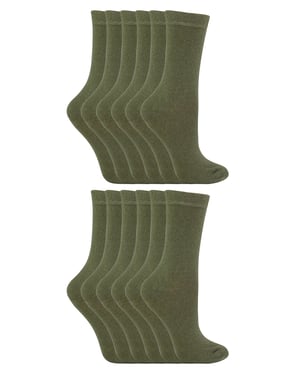 12 Paar Multipack Kinder Baumwolle bunte Casual Socken | Socken Snob | Plain Kleid Socken für Jungen & Mädchen - Khaki