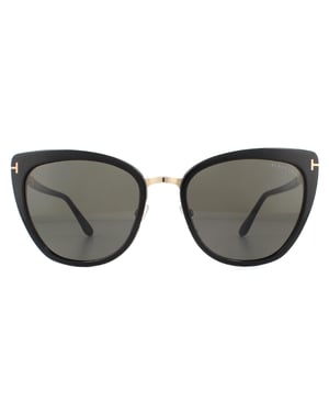 Tom Ford Lunettes De Soleil Simona FT0717 01A Stainte De Fumée En Or Rose Noire Brillant