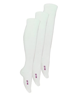 3 Paar Multipack Mädchen Kniestrümpfe aus Bambus | Sock Snob | Einfache lange Schulsocken für Kinder - weiß