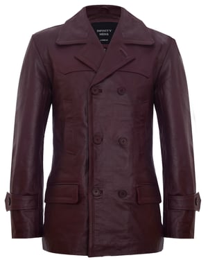 Kuhfell Dr. Who Naval German Pea Coat Lederjacke