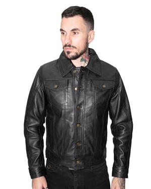 Retro-Truckerjacke aus Leder für Herren – Constantine