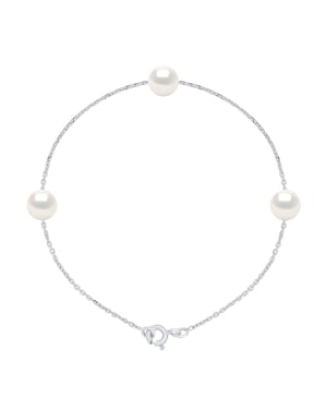 Armband 3 echte Süßwasser-Zuchtperlen rund 7-8 mm
