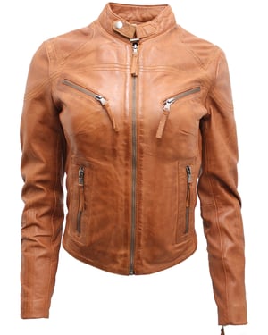 Slim-Fit-Bikerjacke aus Leder für Damen-Maldon