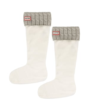 Hunter – Hohe Stiefelsocken mit 6 Maschen und Zopfmuster in Hellgrau