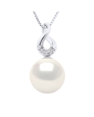 Anhänger Acht Weißgold – Diamanten 0,03 ct – echte Süßwasser-Zuchtperle rund 9–10 mm