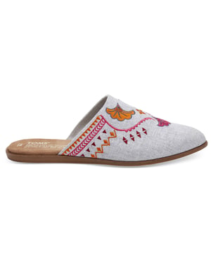 Toms Chambray Jutti Mule Grey Womens Flip-Flops