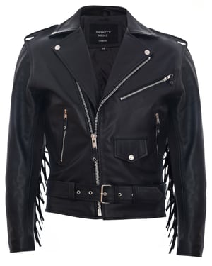 Brando-Motorrad-Bikerjacke aus Leder mit Fransen und Quasten