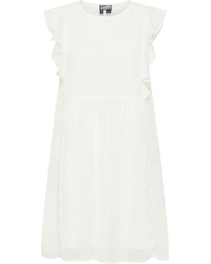Dreimaster Midikleid mit Rüschen Damen WOLLWEISS