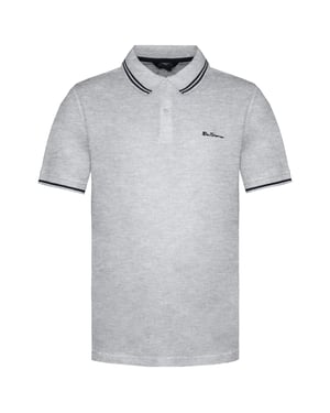 Ben Sherman Wide Twin Specped Mens Grey Polo -Hemd