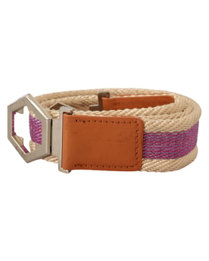 GF Ferre Ceinture pour femme en cuir multicolore avec boucle en forme d'hexagone argenté