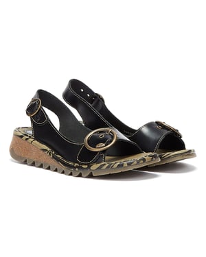 Fly London Tram723fly Damen Schwarz Sandalen
