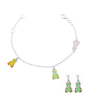 Orphelia 'Bär' Kinder-Set aus 925er Sterlingsilber: Armband + Ohrringe - Silber SET-7140/GR