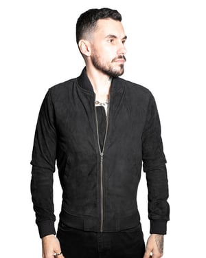 Herren-Bomberjacke aus Varsity-Leder im Retro-Stil aus Ziegenwildleder – Athen