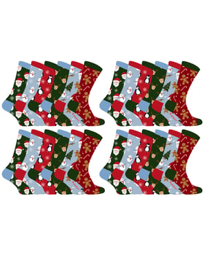 Kinder Weihnachten Socken | Sock Snob | Neuheit Spaß Muster Weihnachtsgeschenk Socken für Jungen & Mädchen - 24 Pack