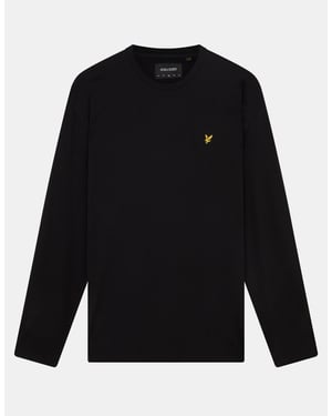 Lyle & Scott Schlichtes T-Shirt mit langen Ärmeln in Schwarz