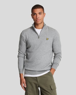Lyle & Scott � Pullover aus Baumwollmerinowolle mit 1/4-Rei�verschluss, Grau