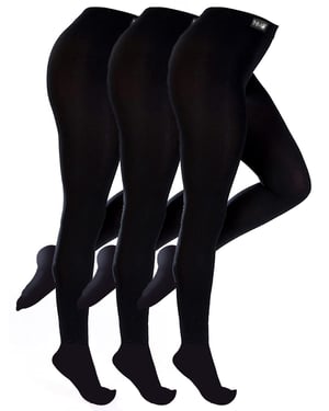 3 Paar Multipack Damen Thermostrumpfhosen | THMO | Schwarz Winter Fleece gefütterte Strumpfhosen für Damen - Schwarz