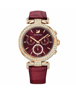 Swarovski 5416701 Era Journey Dunkelrot Rose-Gold-Ton PVD Damenuhr