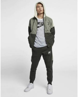 Nike Air Herren Zip durch Trainingsanzug Set Olive Grün