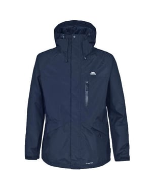 Trespass Mens Corvo Hooded Full Zip wasserdichte Jacke / Mantel (Navy)