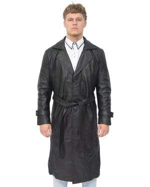 Herren-Trenchcoat aus Leder in voller Länge – Appleton