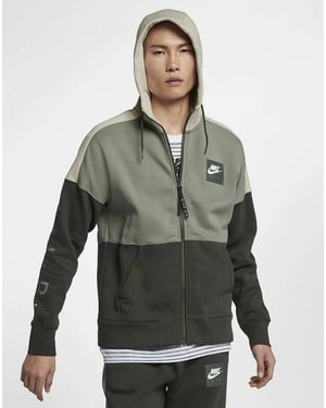 Nike Air Fleece Herren Full Zip Hoodie Olivgrün
