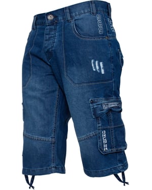 Enzo Herren Cargo Combat Denim Shorts