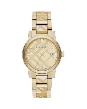 Burberry BU9038 Die Stadt graviert überprüft Gold Unisex-Uhr