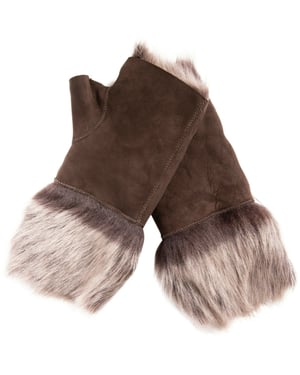 Damen-Fäustlinge aus Lammfell, fingerlose Manschetten, Toscana-Wildleder, Schaffellfell