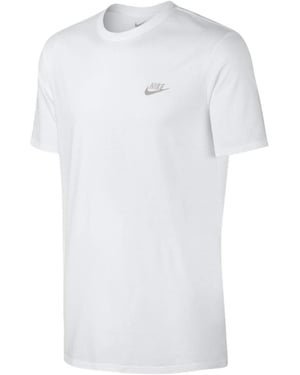 Nike besticktes Futura-T-Shirt in Weiß und silberfarbenem Logo