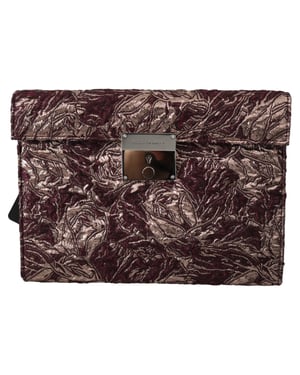 Dolce & Gabbana Bordeaux Jacquard-Leder Herren Dokumenten Aktentasche