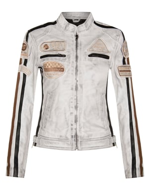 Damen-Lederjacke mit Biker-Rennabzeichen-Agadir