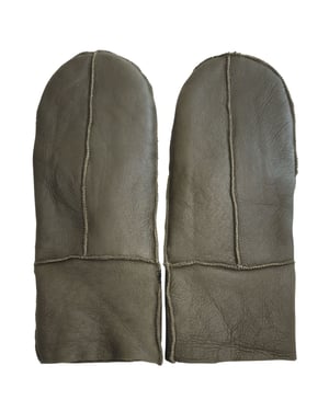 Grüne warme Handschuhe aus echtem Schaffellleder für Damen
