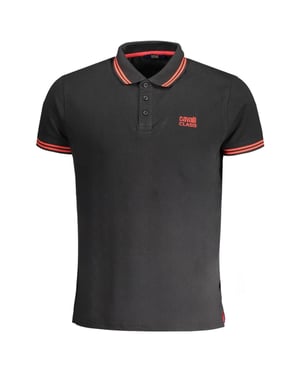 Cavalli Class Polohemd mit kontrastierendem Kragen rot Logo schwarz