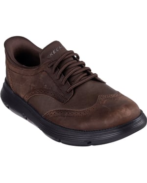 Skechers Garza Sully Herrenschuhe aus Leder in Kakao mit Schnürung