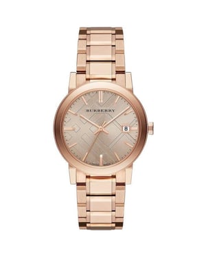 Burberry BU9034 Rose Zifferblatt Rose Gold-Ton Damenuhr