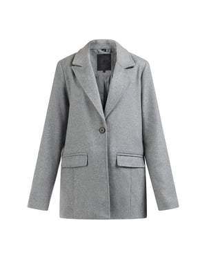 Dreimaster Langer Blazer aus Wollgemisch Damen Grau Melange