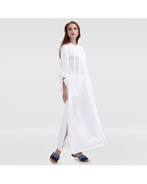 Langes strukturiertes Hemdblusenkleid