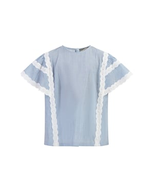 Dreimaster Blusenshirt Mädchen Hellblaue Dünne Streifen