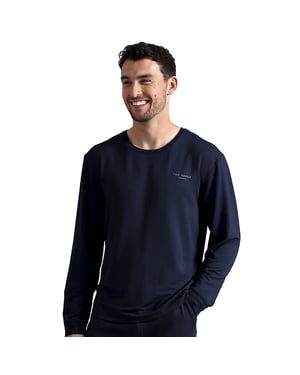 Ted Baker Langarm-Pyjama-Top | Atmungsaktives lässiges Herren-Langarm-T-Shirt - Navy