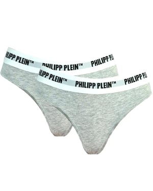Philipp Plein Grauer Tanga im Doppelpack